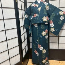 8764 Japanese Yukata Womens Vintage Fabric Cotton Robe Kimono Traditional