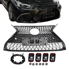 Front Bumper Grille W/Trim For Lexus ES350 ES300H 2019-2023 LS Style Gloss Black