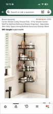 Corner Shower Caddy Tension Pole - 4-Tier Shower Corner Shelf for Bathtub Bat...