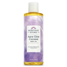 HERITAGE STORE Aura Glow Coconut Body Oil, Luxurious Skin Moisturizer, Massage a