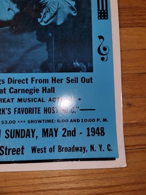 Billie Holiday 1948 Concert Poster NYC Mansfield Theatre Jazz