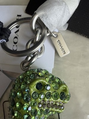 NWT COACH LARGE CRYSTAL REXY GREEN BAG CHARM NICKEL CCD22 RARE | eBay