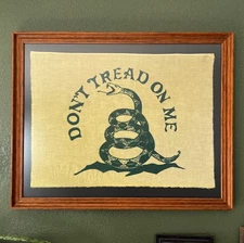 LARGE Framed DON’T TREAD ON ME Flag DTOM Wood Anti Glare American Flags US USA