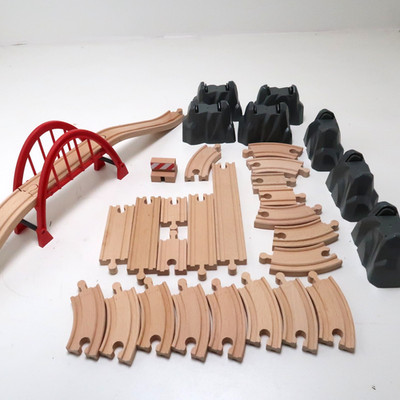 Authentic Lot of Brio Wooden Railway Rock Supports Bridge Lot Add on Set