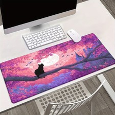 40 90cm1pc Enchanting Cat on Branch Purple Scenery XXL Mouse Pad - Non-Slip Ru