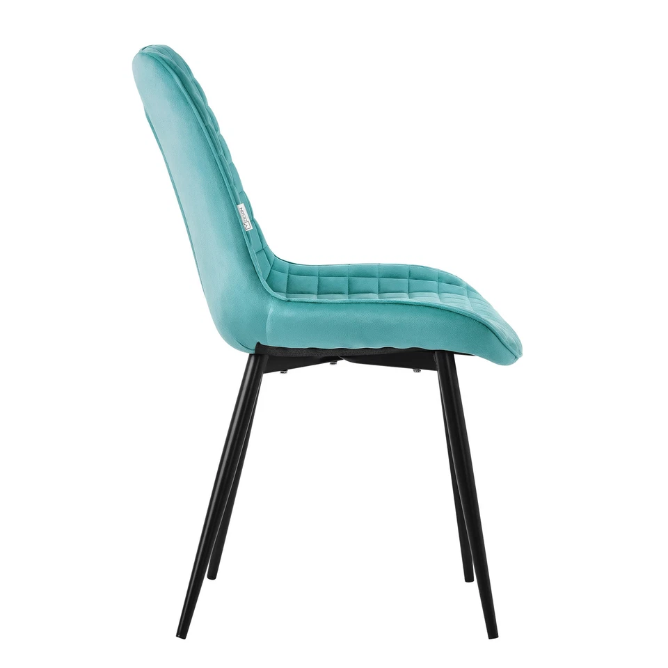 Juego 6x sillas de comedor sillón tapizado azul petróleo ergonómico moderno - Imagen 3 de 4