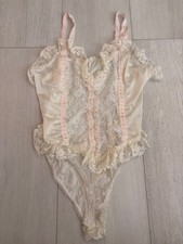 Vintage Delicates Nylon Teddy Lingerie Sz M - White / Pink