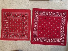2 Vintage Red Paisley Bandanas USA Fast Color 14193 13960