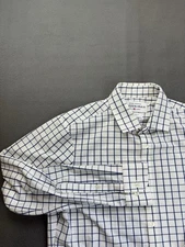 Mizzen + Main Leeward Collection White Blue Windowpane Shirt Large Trim Fit