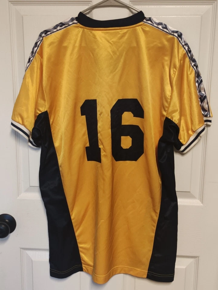 Camiseta de fútbol Diadora Desales para hombre talla grande amarilla y azul #16  Foto 4 de 4