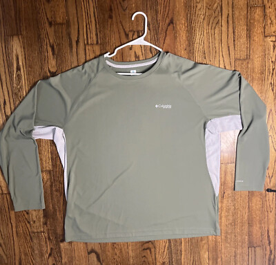 Columbia PFG Cast Away Zero Long Sleeve Shirt Mens XXL Olive Omni Freeze Zero