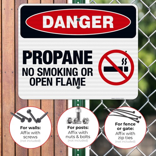 Danger Propane No Smoking Or Open Flame Sign, OSHA Danger Sign, - Picture 68 of 86
