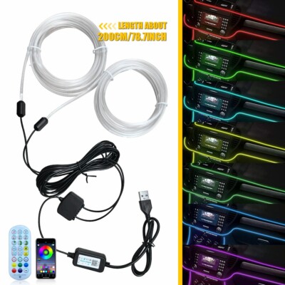 LED Neon Light Trim Glow Optic Fiber Strip Car Interior Ambient Lighting Kit NEW