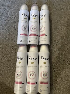 6 New Dove Advanced Care 48Hr Dry Spray Antiperspirant/Deo Clear Finish Exp 2025