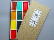 Kissho Japan Gansai Tambi Watercolor Jananese Art Paint 12 Colors Set