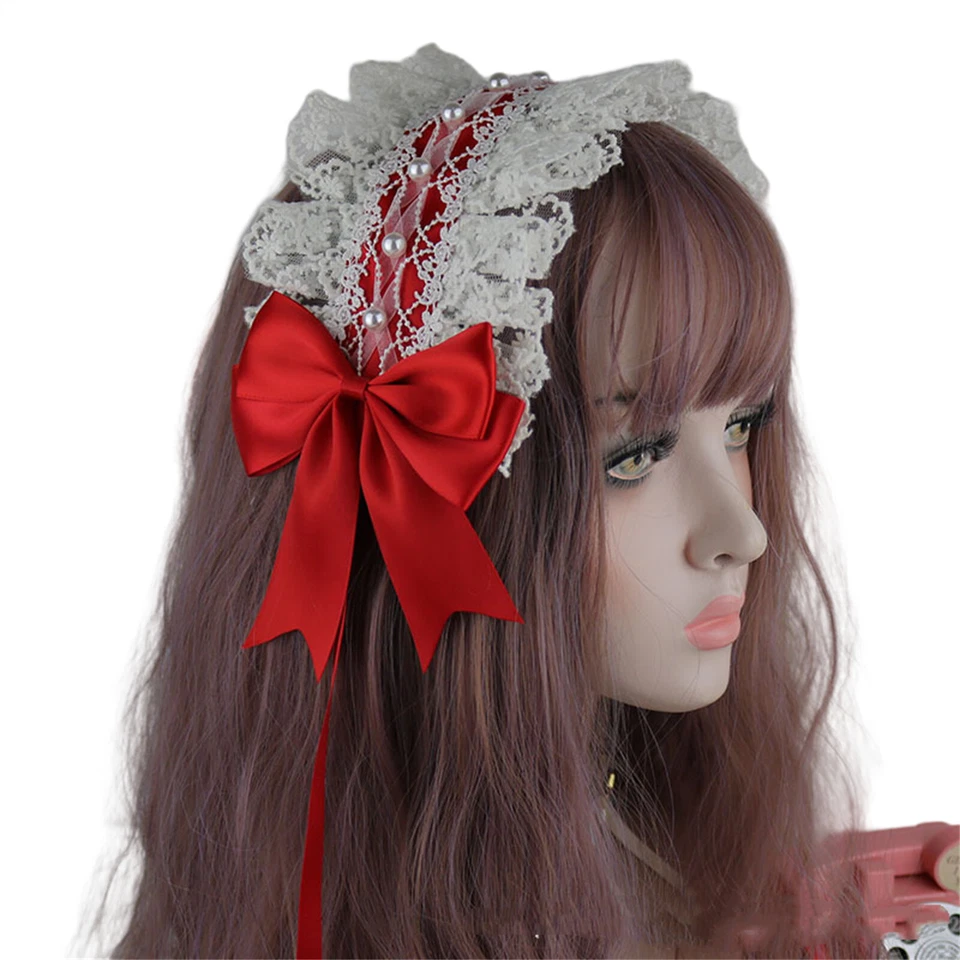 Mujeres Niñas Lolita Pelo Aro Criada Anime Juegos con disfraces Prendas para la cabeza Cinta Moño Diadema Foto 4 de 4
