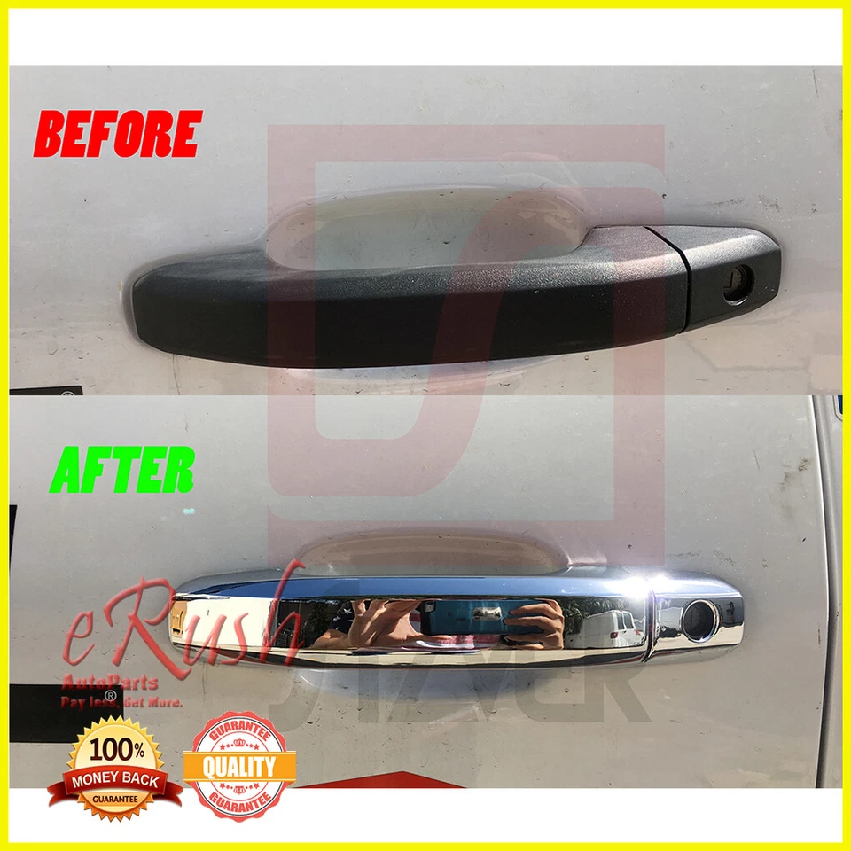 PARA CHEVROLET SUBURBAN 2015-2019 + CUBIERTA DE MANIJA DE PUERTA CROMADA TAHOE SIN CORTE DE LLAVE INTELIGENTE Foto 3 de 3