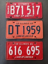 3 Illinois License Plates Lot Collecting Decorating Man Cave 1957 1969 1961