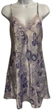 Vtg Adonna Night Gown Women's Sz S Purple Floral Polyester