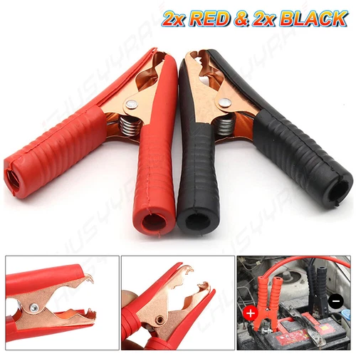 4PCS Heavy Duty Car Battery Clip Cables Alligator Clips Charger Clamp Tool Set - Bild 1 von 14