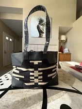 Pendleton Portland Collection Wool Leather Aztec Shoulder Tote Bag 23"x15"x6"