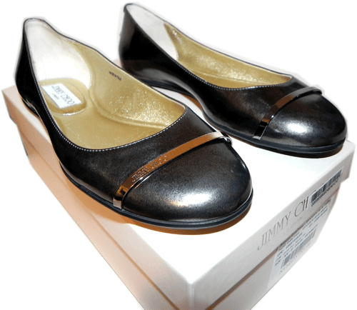 Jimmy Choo Flats Wicker Cap Toe Ballerina Shoes Anthracite Ballets 37 - Picture 2 of 11