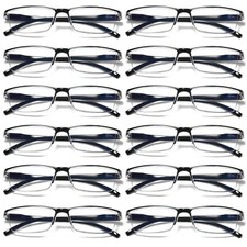 12Pair Mens Rectangular Blue Light Blocking Reading Glasses Spring Hinge Readers