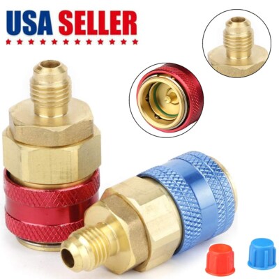 R134A A/C Quick Coupler Adapter Car High & Low Side HVAC SAE Male Flare Fitting
