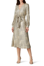 Badgley Mischka Gold Pleated Midi Dress size16