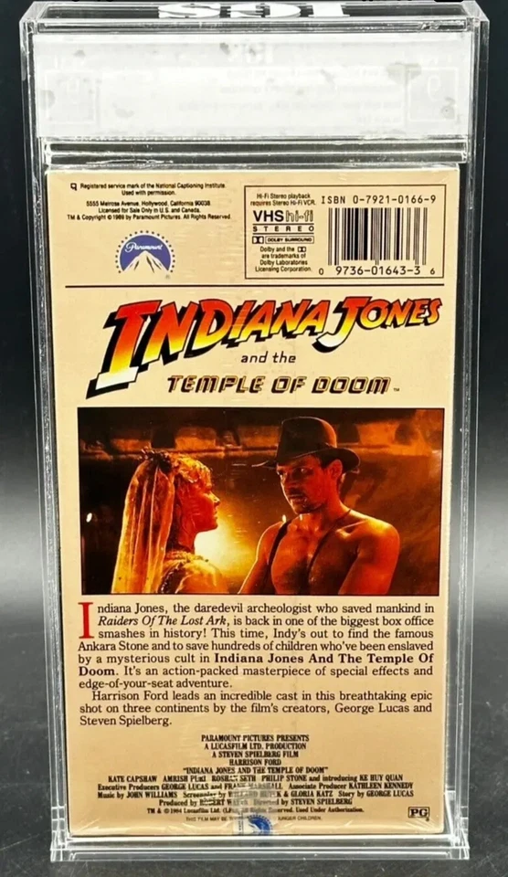 Indiana Jones Temple of Doom VHS Tape Factory Sealed New Paramount IGS 9 9 Grade - Image 2 of 2