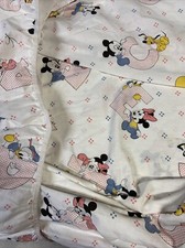 Vintage Dundee Mickey  Friends Crib Sheet Fitted 1984 Disney Made In USA