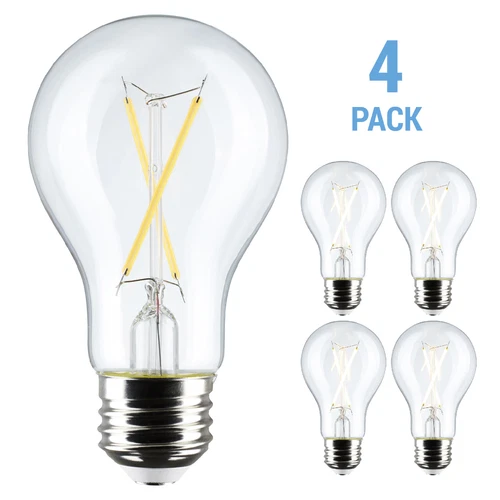Pack Satco S12460 LED Filament 120V 5W 40W A19 Medium E26 Clear 2700K Warm White - Picture 1 of 10