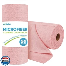 AIDEA Microfiber Cleaning Cloth Roll, 50PK, Tear Away Reusable Paper Towels P