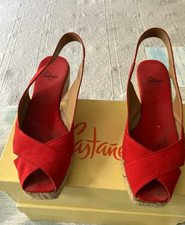 Sandales espadrilles compensées rouges en toile Castaner - Pointure 38 tb état