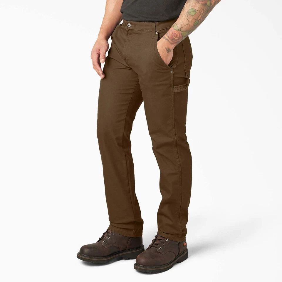 Dickies Mens FLEX Regular Fit Duck Carpenter Pants - DP802 - Timber/Black - Image 3 of 4