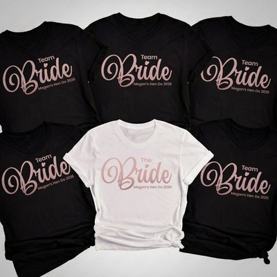 Personalised Hen Party T-Shirts Team Bride Custom Squad Name Wedding Hen Do Top