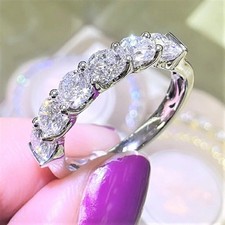 3.00 Ct Round Cut Natural Diamond 950 Platinum Luxury Half Eternity Band Ring