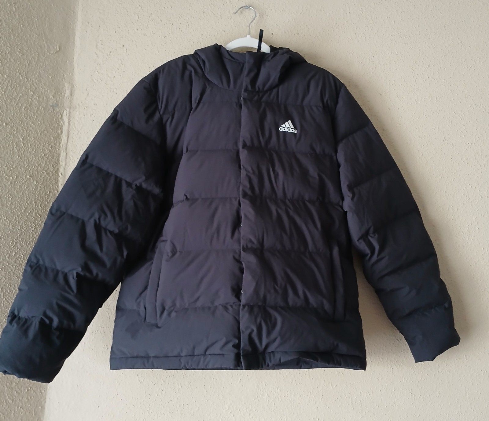 Adidas Helionic Ho Mens Large Black Down Puffer Hooded Jacket NWT