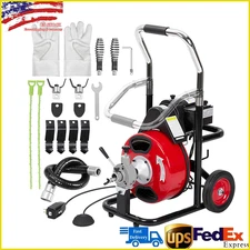 75FT x 1/2In Electric Drain Cleaner Machine Auto Feed Snake Auger for 1"-4" Pipe