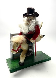 Nutcracker Village – Old World Rocking Rodeo Santa on Horse– Christmas Display
