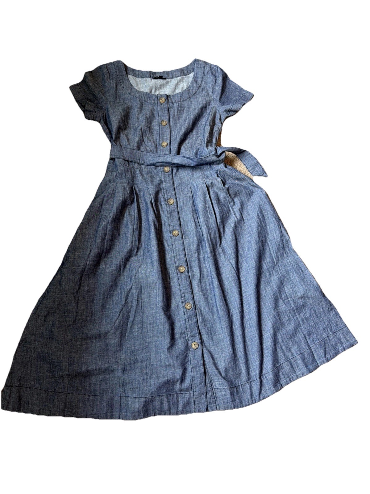 Talbots Women's Chambray Jean Dress Short Sleeve, Size 2