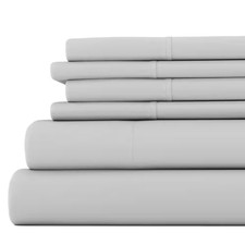 6-Piece Light Gray Solid Microfiber King Sheet Set