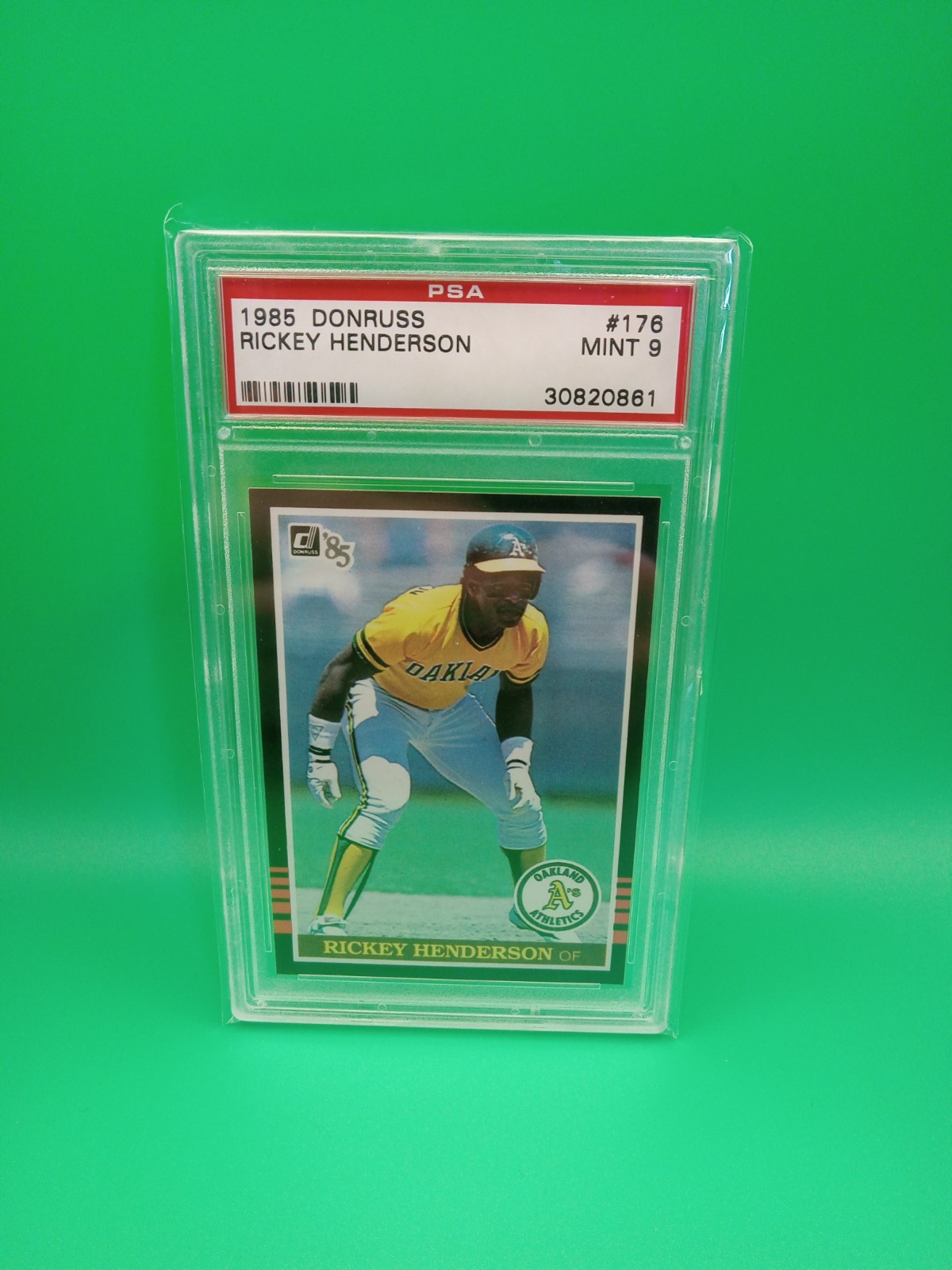 1985 DONRUSS #176 RICKEY HENDERSON PSA 9