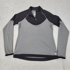 Champion 1/4 Zip Pullover Womens Medium Gray Mock Neck Colorblock