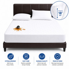 100 Waterproof Mattress Protector Quilted Mattress Pad Cover Breathable Fitted