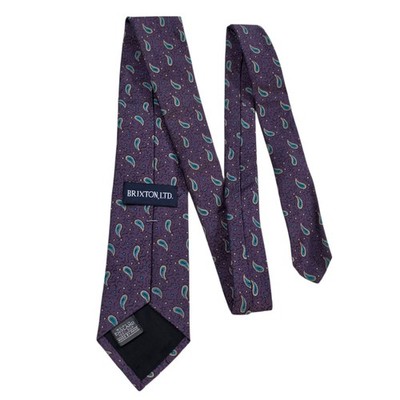 BRIXTON LTD Paisley Silk Necktie Men's Formal Purple Woven in England Designer