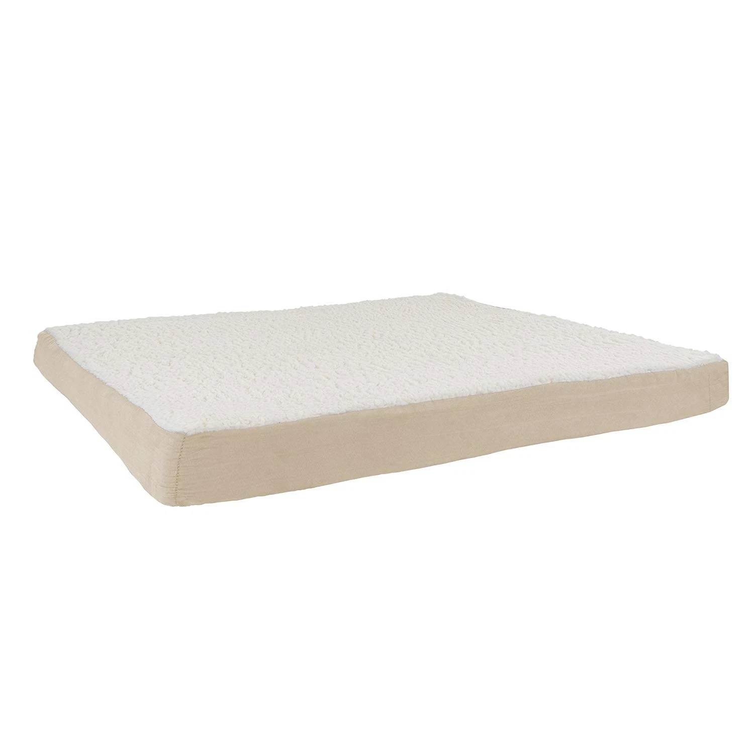 Large Orthopedic Dog Bed With Memory Foam Washable Sherpa Cover Tan 44X35