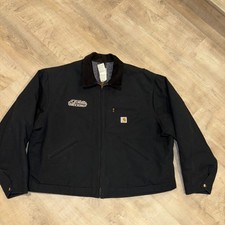 Vtg CARHARTT JACKET J01 BLK BLACK CORDUROY COLLAR BLANKET Line SZ 58 USA Made
