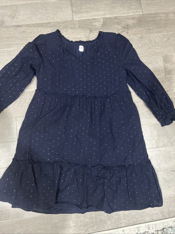 Navy Spotted Sparkle Gap Kids Girls Dress Size XXL 3/4 Sleeve