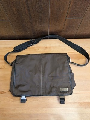Coach Messenger Bag Mens Brown Black Nylon Leather Trim Crossbody Laptop Work